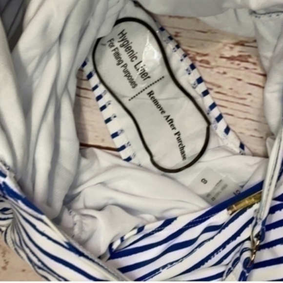 Nicole Miller Blue Stripe Halter Top Bikini Swimsuit Size 8 NWT - Picture 5 of 16